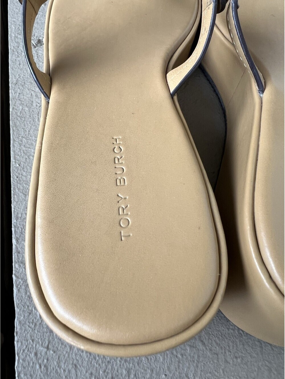 TORY BURCH Miller Wedge Sandals Ginger Shortbread Leather Women's Shoes 7.5 - Picture 8 of 15